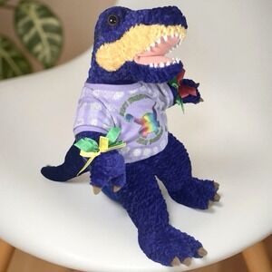 Build‎ A Bear Dinosaur Purple T-Rex Plush Stuffed Animal T-shirt Pom-Poms 16"